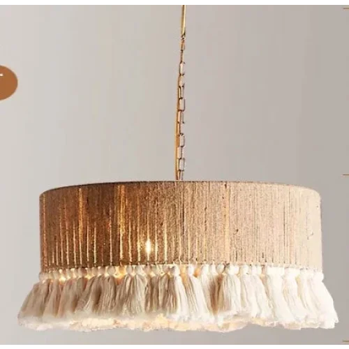 Bohemian Fringe Pendant Lights – Handcrafted Woven Rattan Hanging Lamps with Soft Tassel Detailing