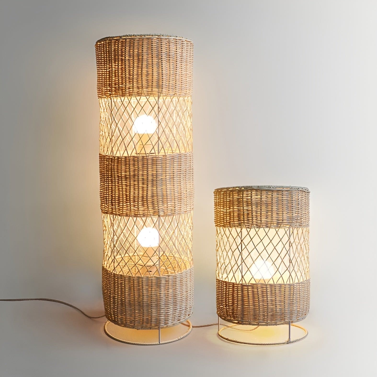 Handcrafted Rattan Lamp Collection Rustic Cottagecore Decor for Living Room - Floor Lamps
