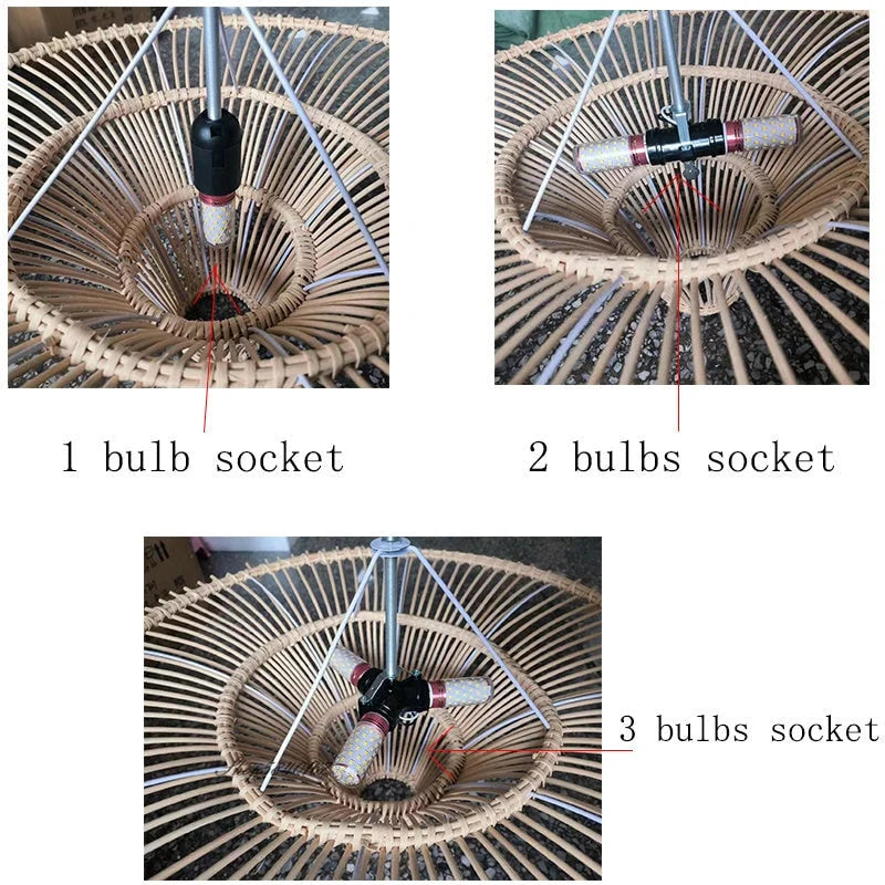 Handcrafted Wicker Pendant Light for Living Room Bedroom Restaurant Bar Lighting