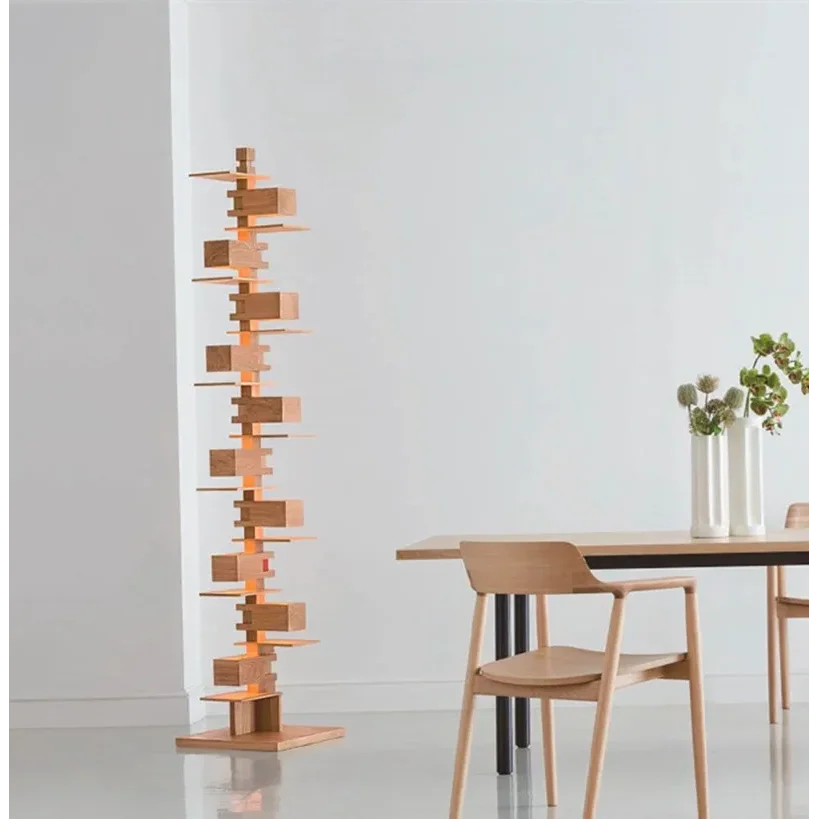 Luxury Designer Handcrafted Wood & Iron Floor Lamp for Living Room