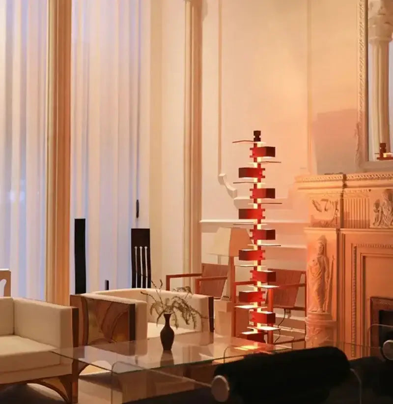 Luxury Designer Handcrafted Wood & Iron Floor Lamp for Living Room - Lamps