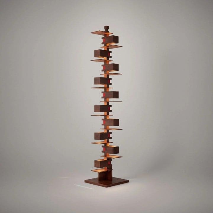 Luxury Designer Handcrafted Wood & Iron Floor Lamp for Living Room - Lamps