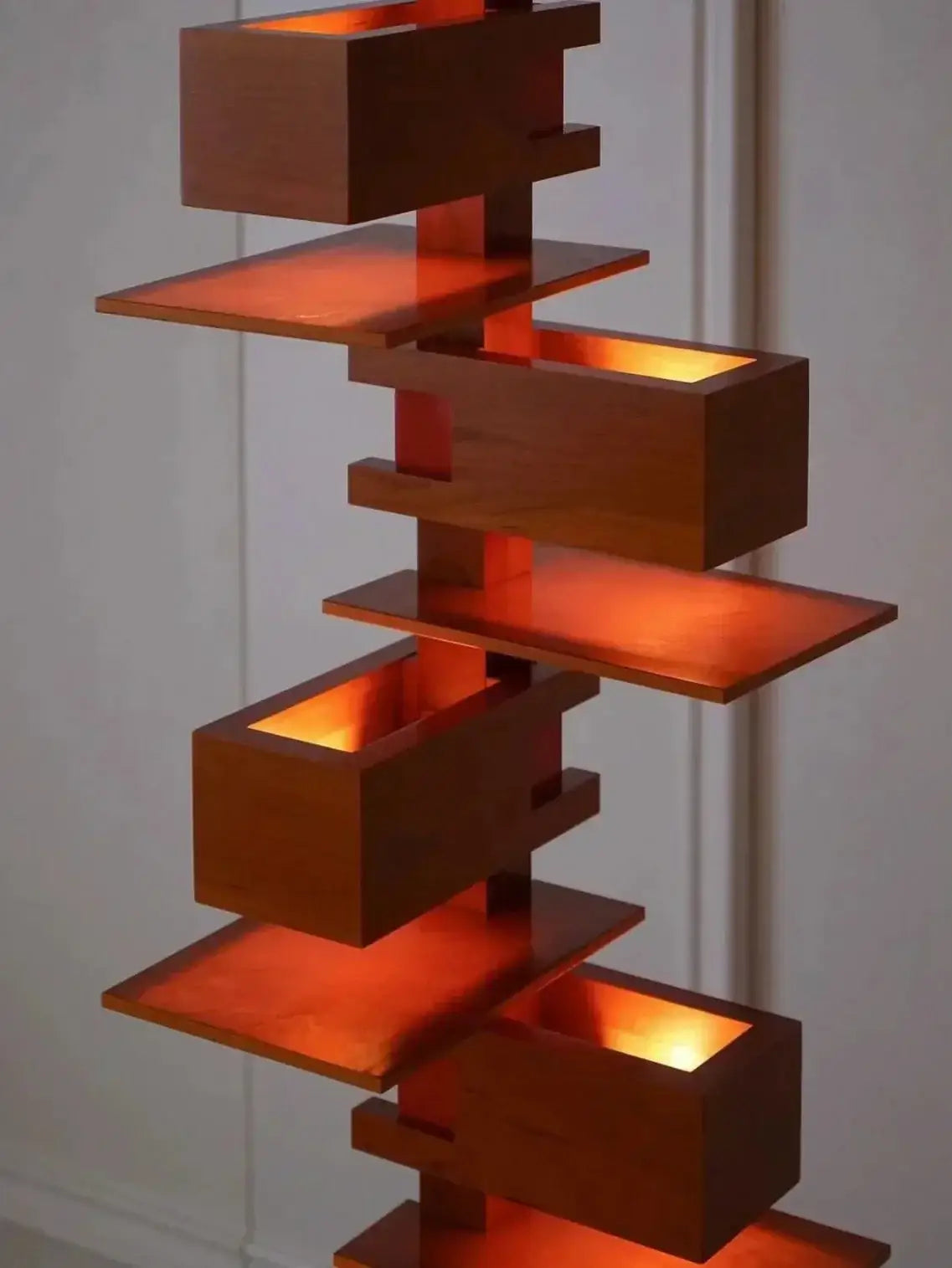 Luxury Designer Handcrafted Wood & Iron Floor Lamp for Living Room - Lamps