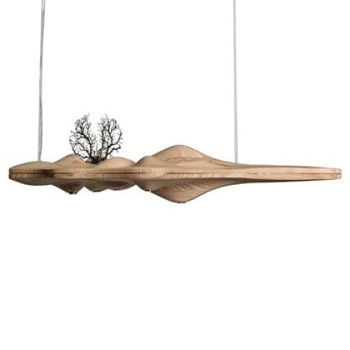 Luxury Wood Ceiling Lamps Handcrafted Solid Log Biophilic Landscape Lighting - Pendant Lamps