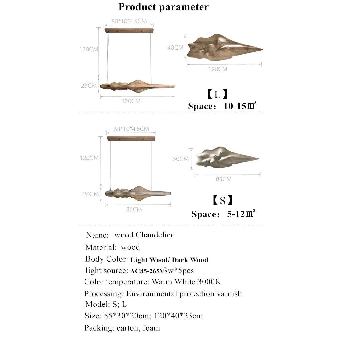 Luxury Wood Ceiling Lamps Handcrafted Solid Log Biophilic Landscape Lighting - Pendant Lamps