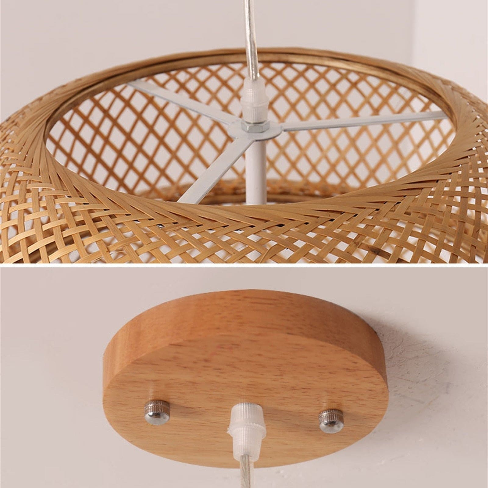 Bamboo Pendant Lighting | Biophilic Japandi Cottagecore Lamp Decor | Handmade Ceiling - Lamps