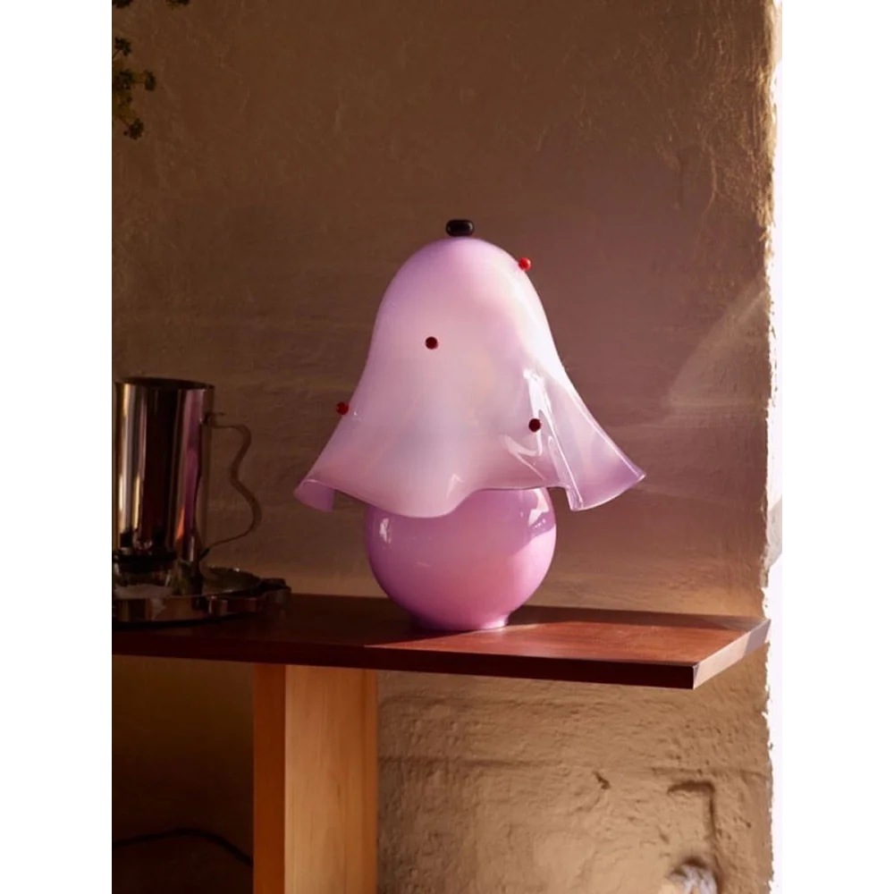 Handmade Glass Table Lamp | French Sculptural Bedside Light