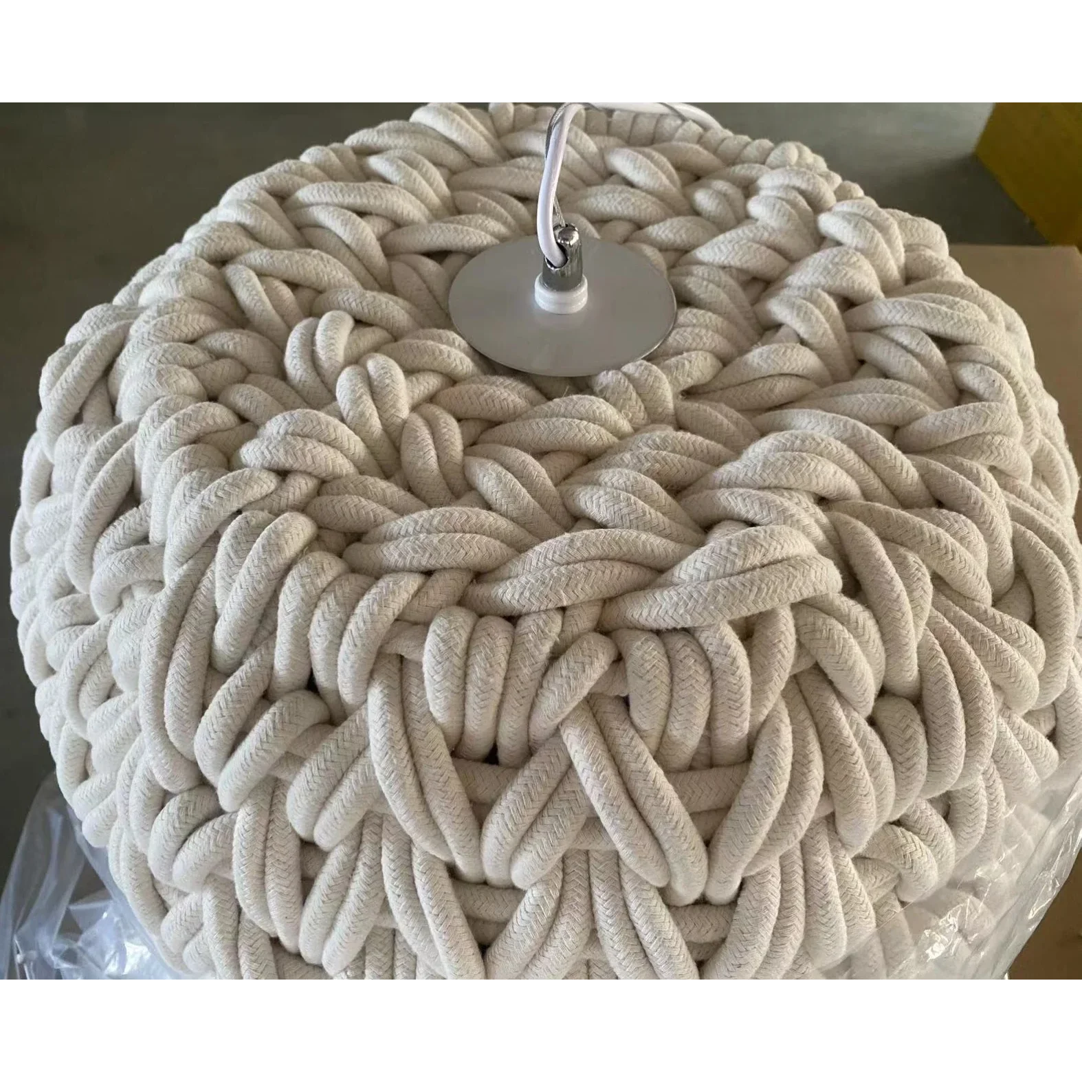 Handmade Knitted Rope Pendant Light for Living Room or Bedroom