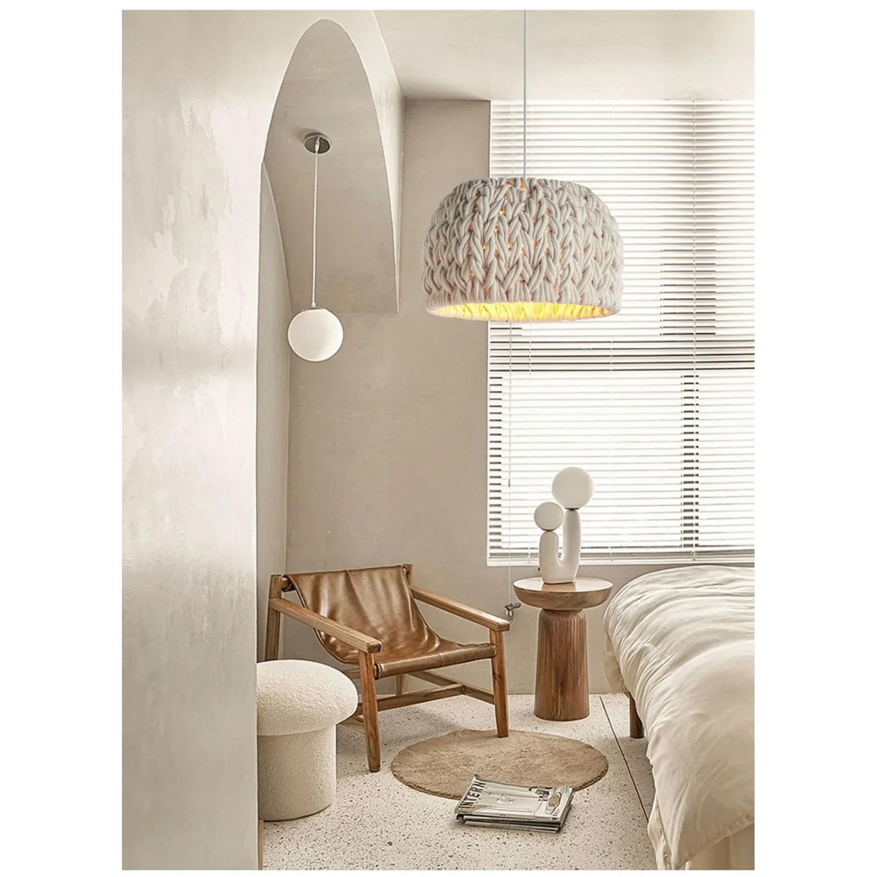 Handmade Knitted Rope Pendant Light for Living Room or Bedroom