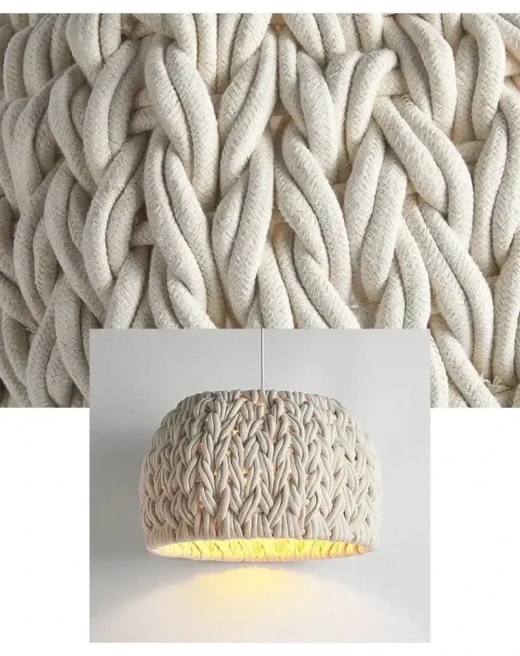Handmade Knitted Rope Pendant Light for Living Room or Bedroom - Lamps