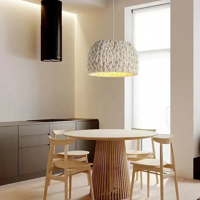 Handmade Knitted Rope Pendant Light for Living Room or Bedroom - Lamps
