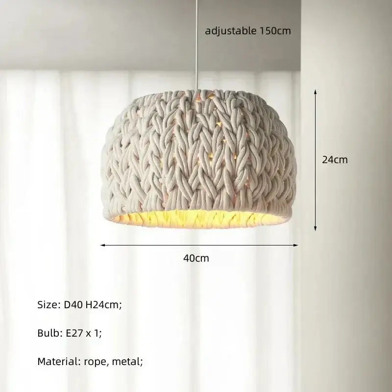 Handmade Knitted Rope Pendant Light for Living Room or Bedroom - Lamps