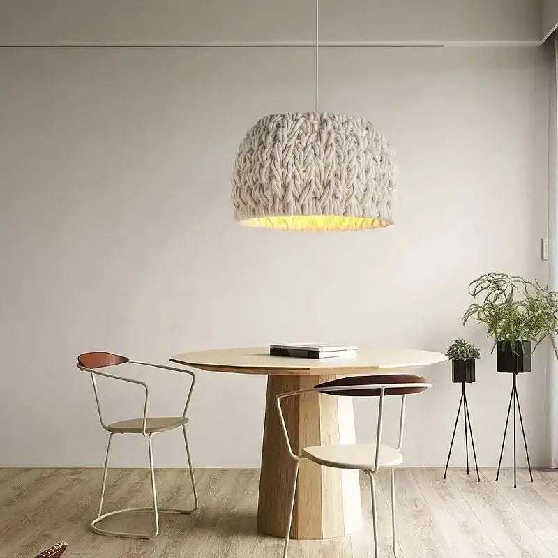 Handmade Knitted Rope Pendant Light for Living Room or Bedroom - Lamps