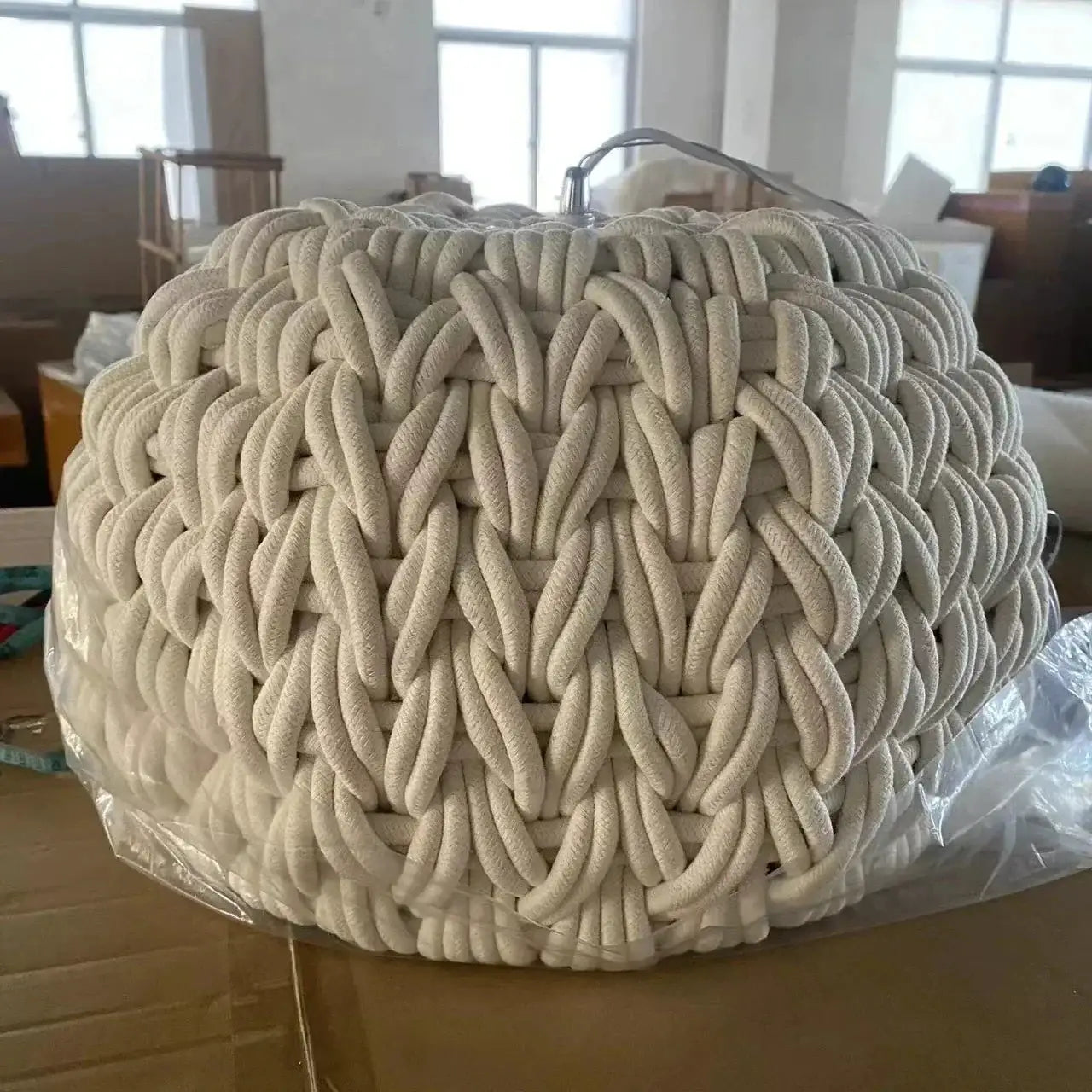 Handmade Knitted Rope Pendant Light for Living Room or Bedroom - Lamps
