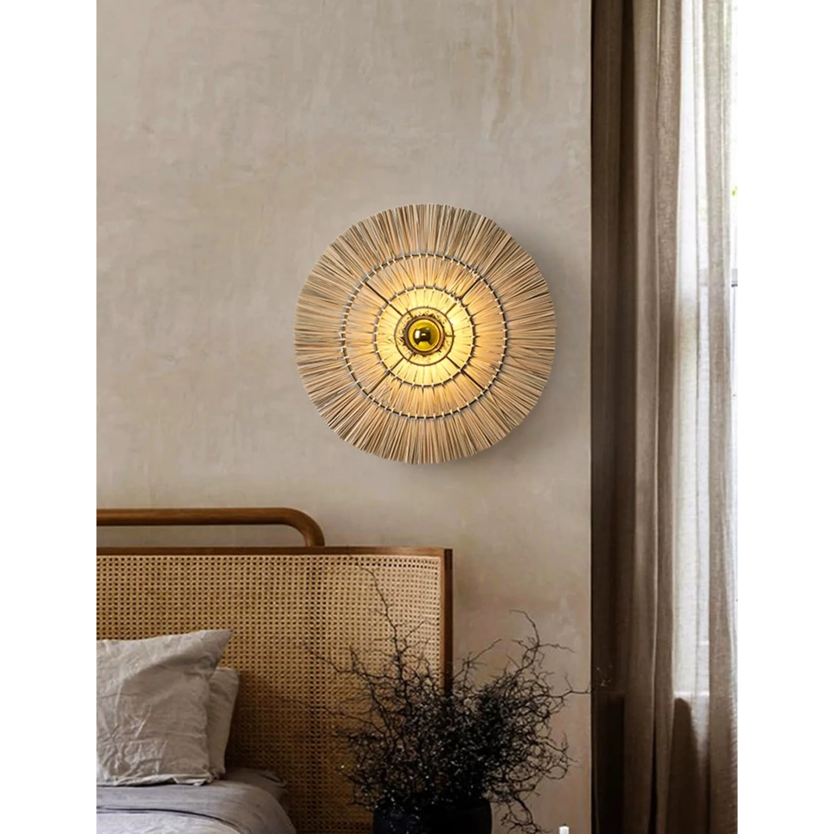 Handmade Straw Wall Lamp - 40 Cm 60 80 Rattan Round Design Casalolalights Luxury Lamps for Interior Designers
