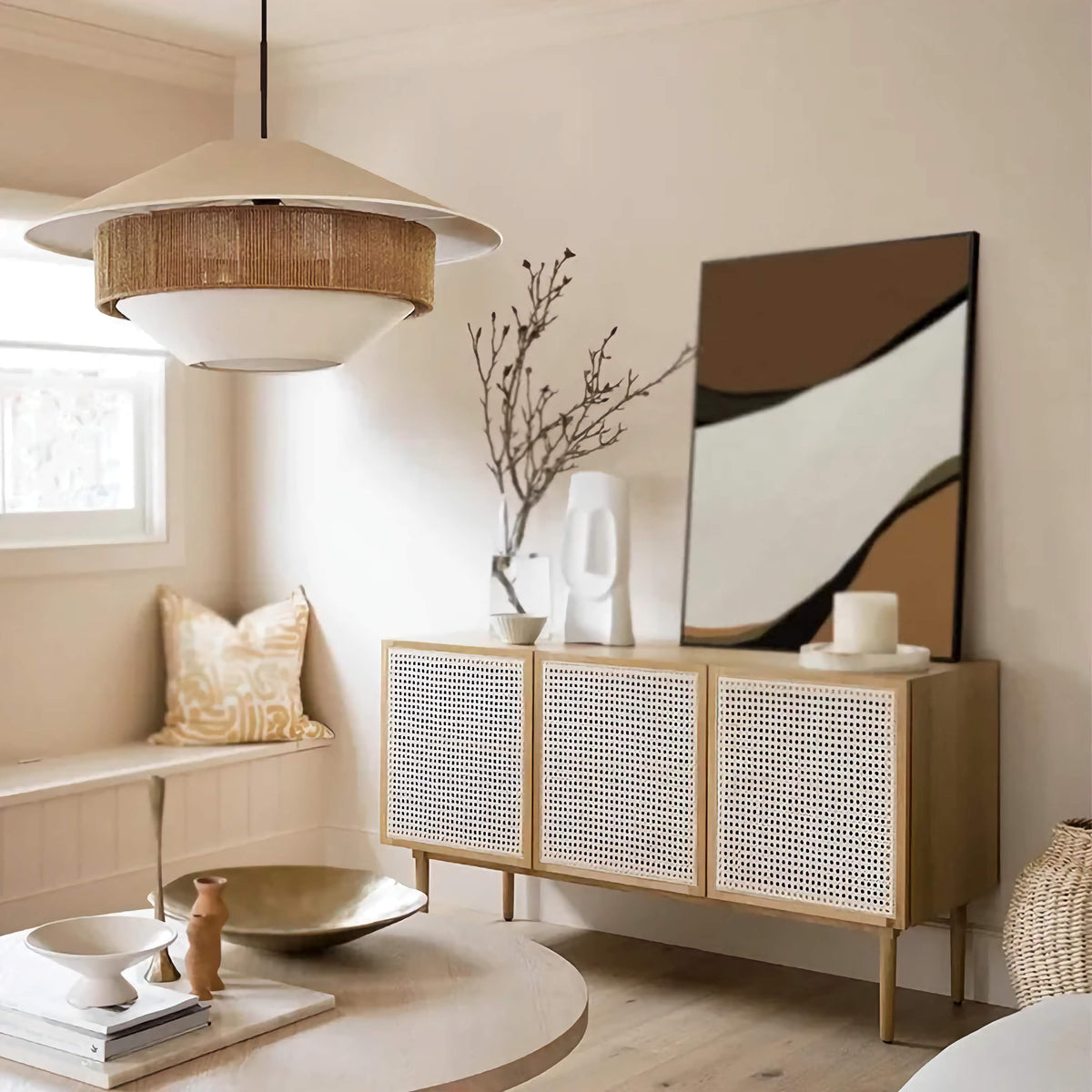 Wicker Pendant Light for Dining Room or Bedroom | Handwoven Linen and 19.7 23.6 31.5 Inch Casalola Lights Luxury Lamps