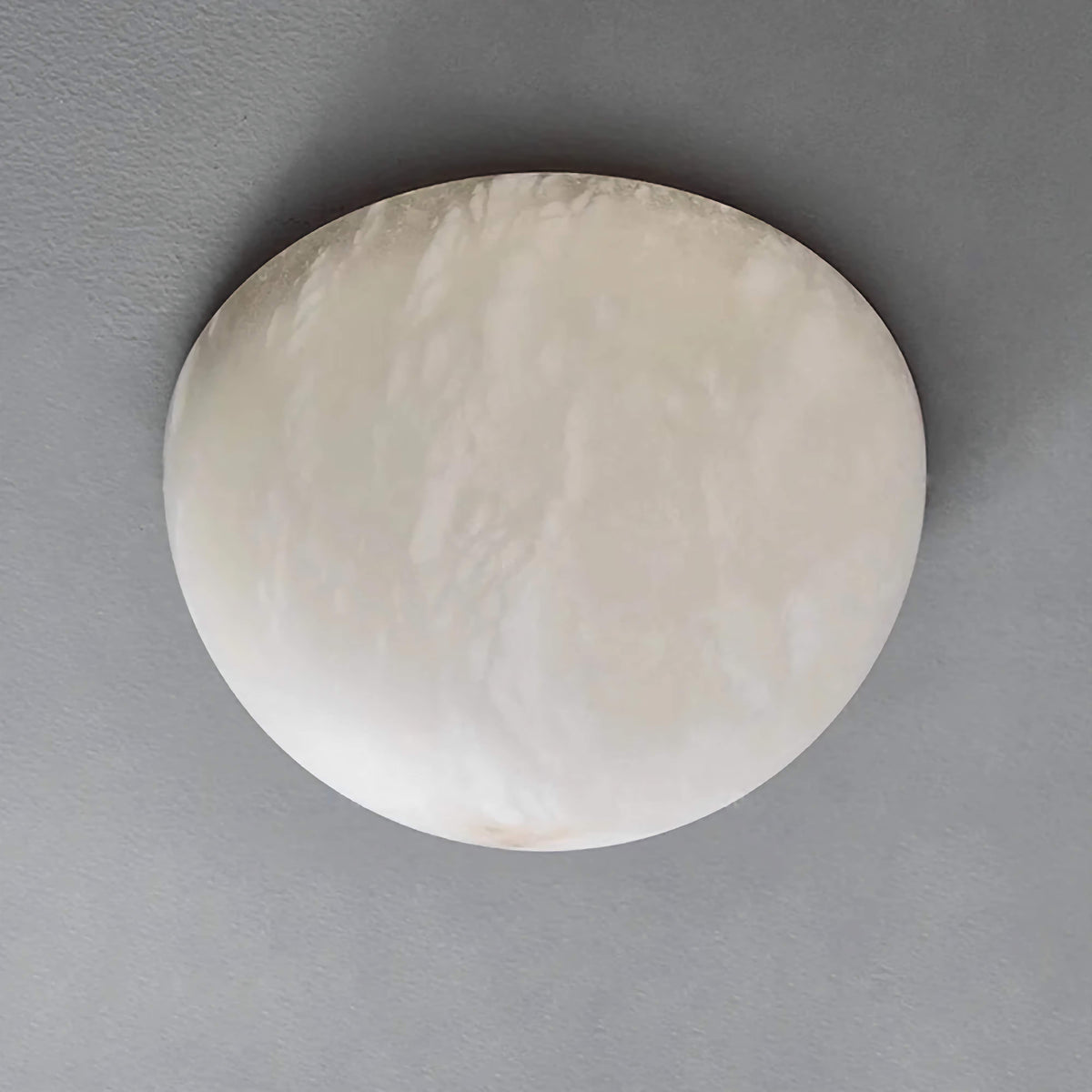 Alabaster Dome Flush Mount Light for Hallway or Bedroom | Small 7.9 9.4 in Honed Stone Brass Base Casalola Lights