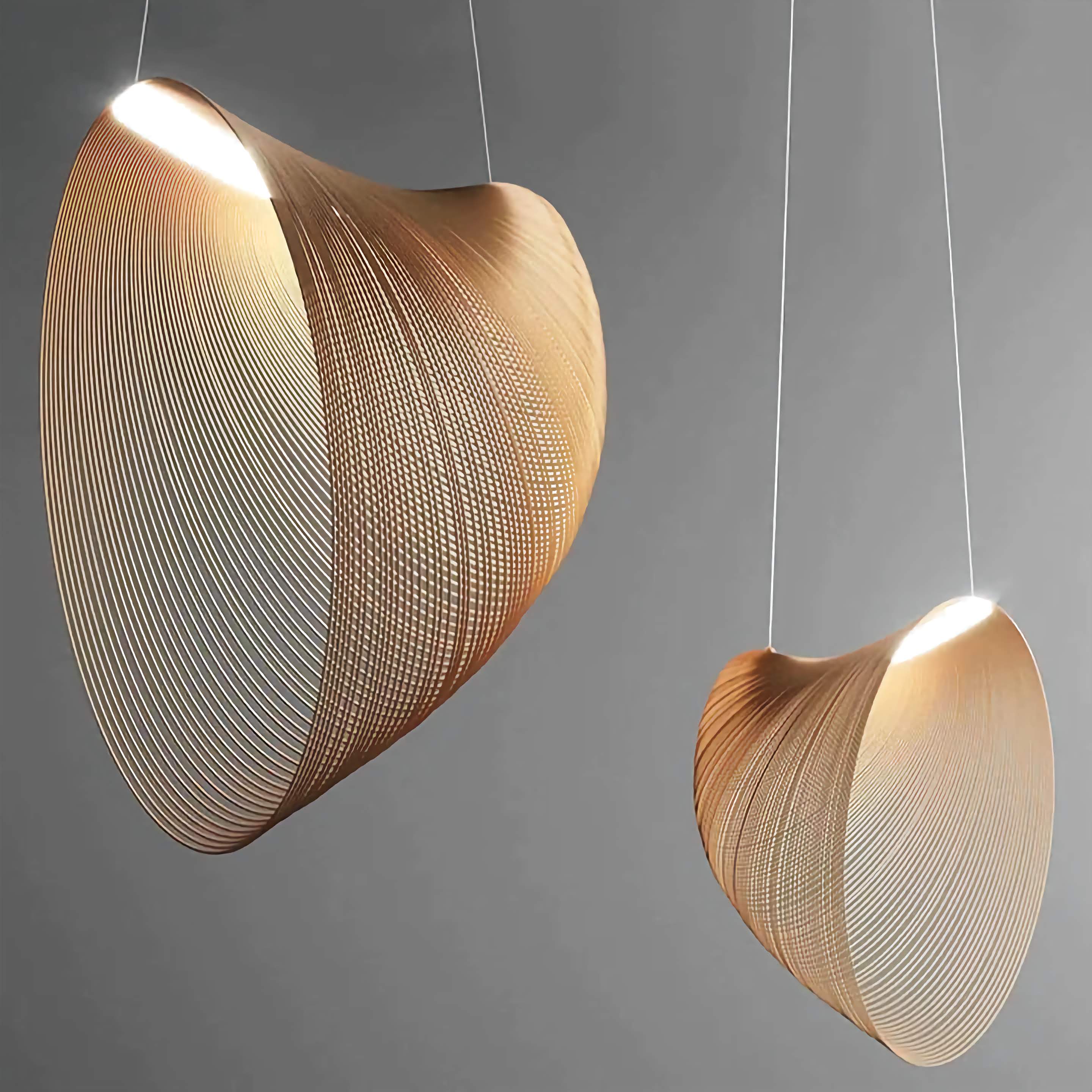 Illan Pendant Lamp - Laser-cut Flexible Plywood Luxury Lighting | Japandi Ceiling Light Fixtures