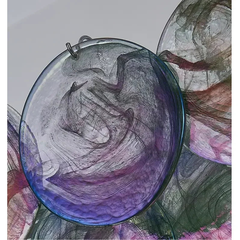 Glass Disc Chandelier – Linear Copper Hand-blown Pendant Light Casalolalights Luxury Lamps for Interior Designers