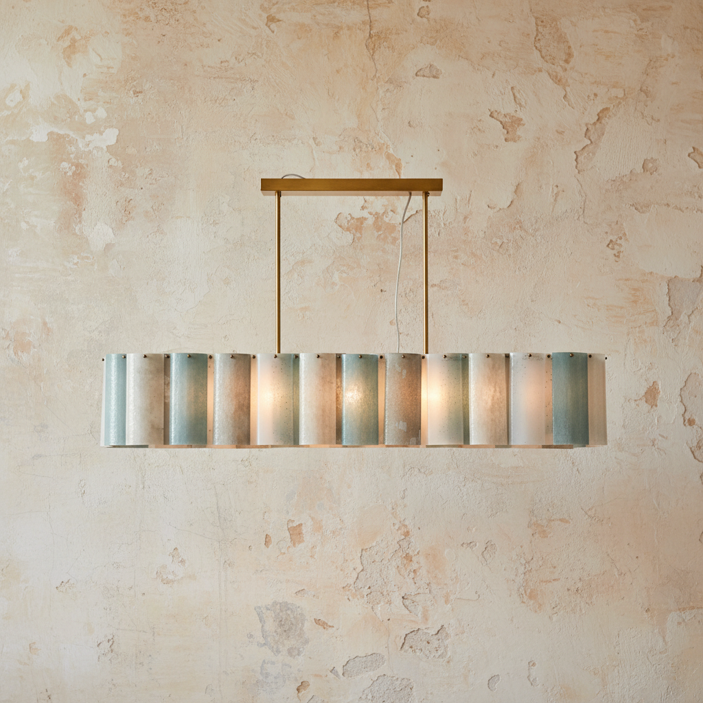 IRIDESCENT COPPER GREEN GLASS CHANDELIER | CLKJh6786G