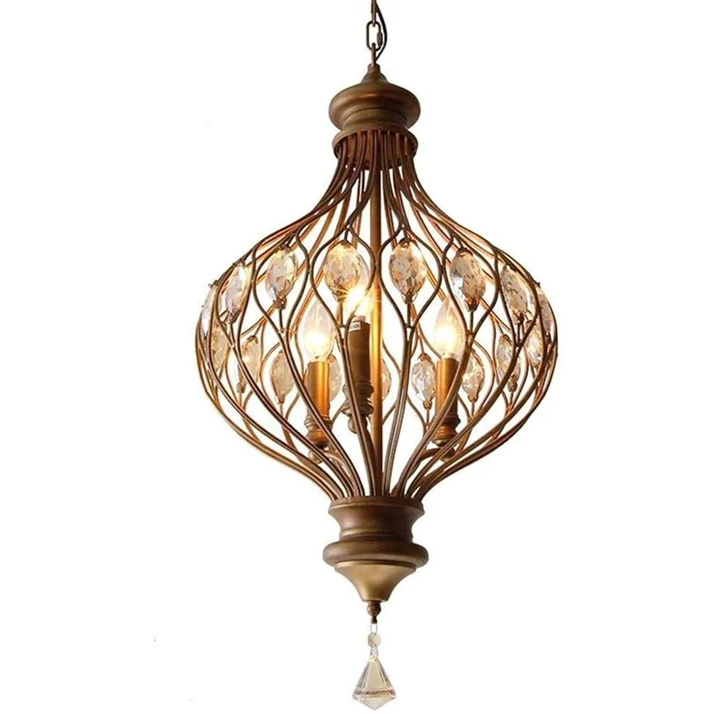 Antique Wrought Iron Crystal Globe Pendant Light | Casalola Lights