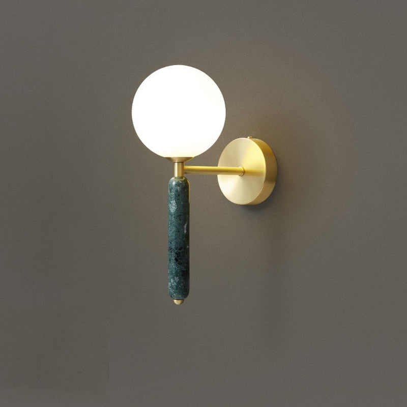 Green Italian Marble Bedside Sconce Light Living Room Corridor | Decorative Wall Sconces