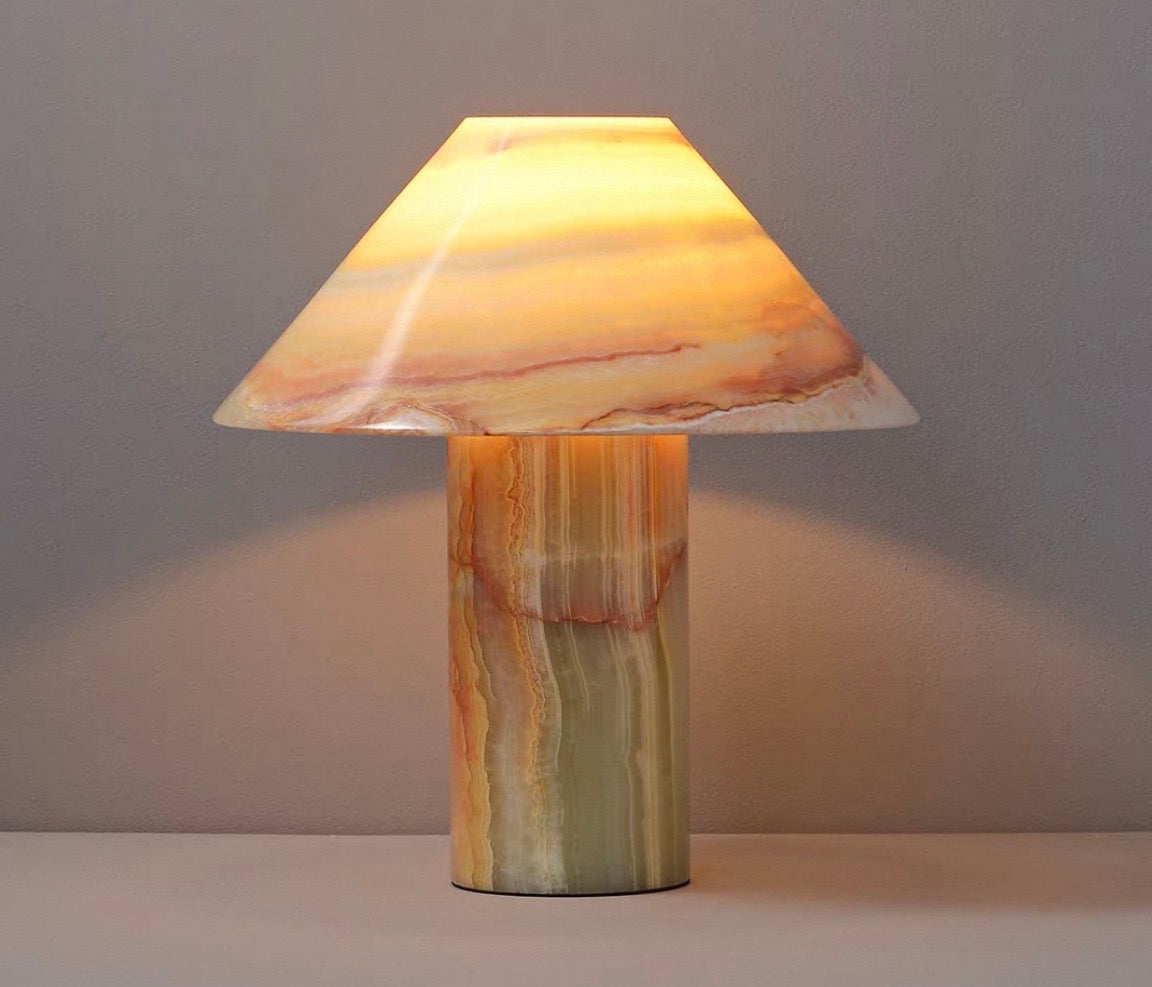 Jade Table Lamp for Bedside and Study | Carved Single Block Semi-translucent Stone 28 Cm Casalola Lights Luxury Lamps