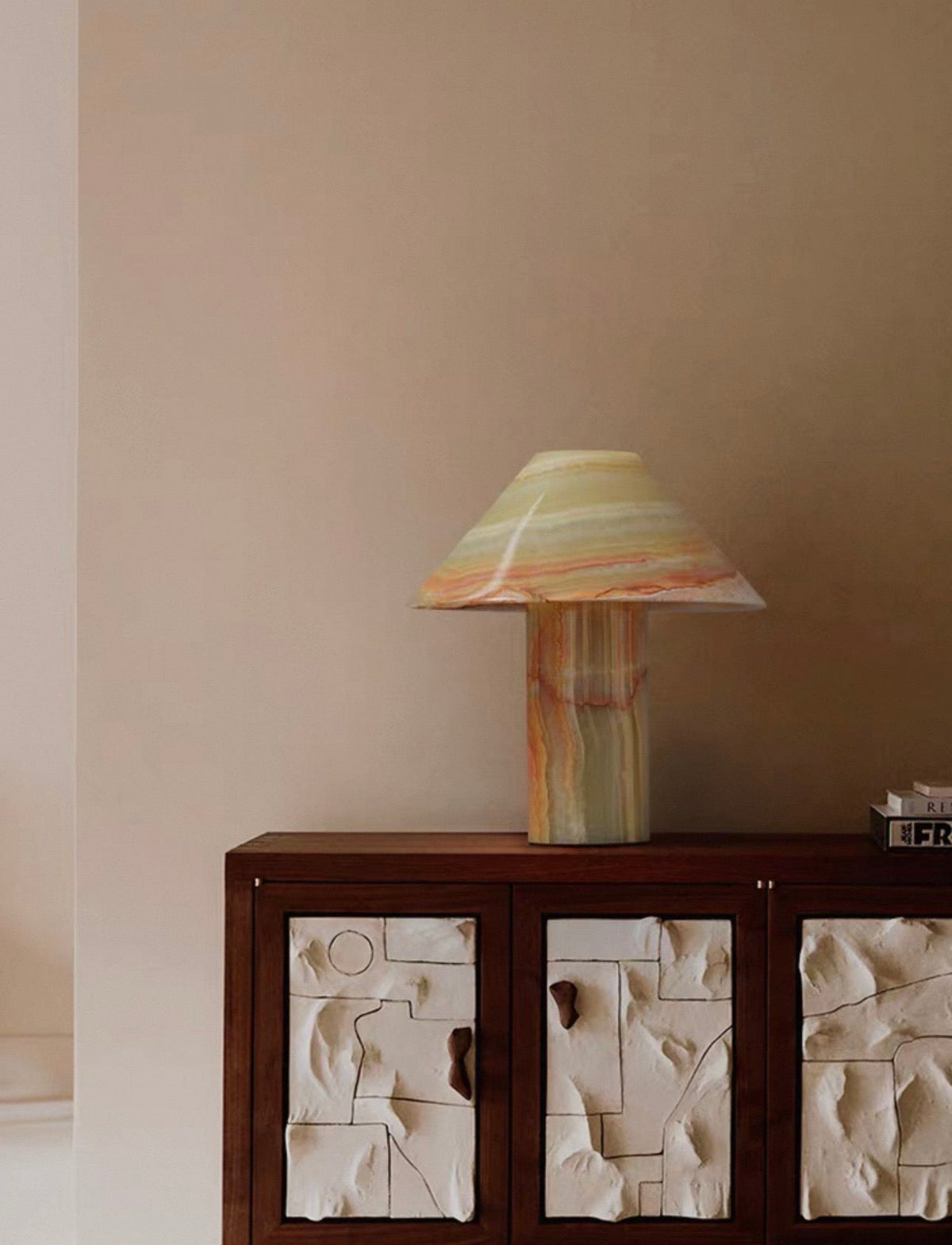 Jade Table Lamp for Bedside and Study | Carved Single Block Semi-translucent Stone 28 Cm Casalola Lights Luxury Lamps