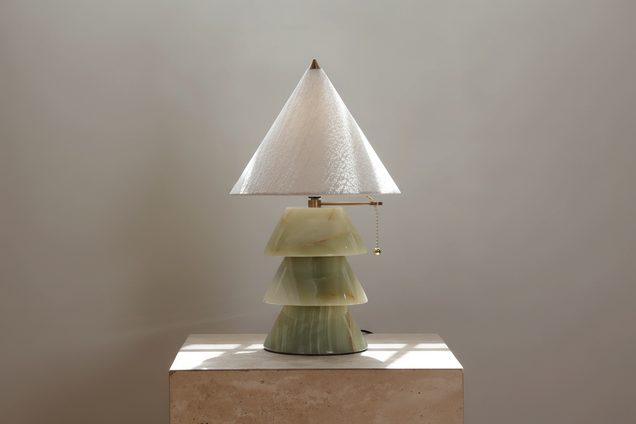 Jadeite Pagoda Table Lamp with Textured Shade Casalolalights Luxury Lamps for Interior Designers