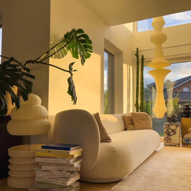 Rice-paper hanging lamp in a calm room