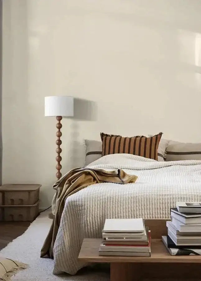 Wood Linen Table & Floor Lamp for Modern Minimalism Quiet Luxury Interior - Lamps