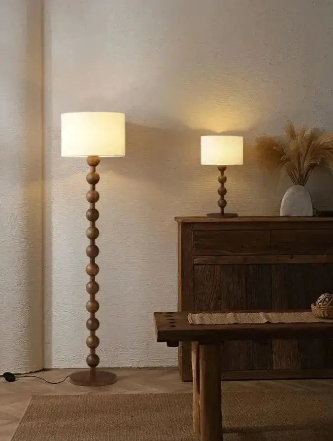 Wood Linen Table & Floor Lamp for Modern Minimalism Quiet Luxury Interior - Lamps