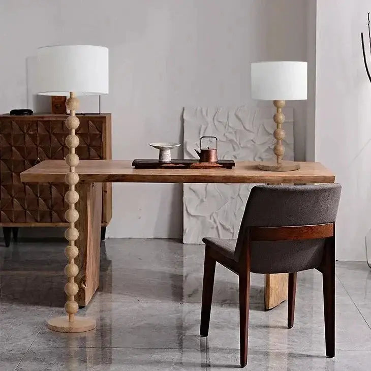 Wood Linen Table & Floor Lamp for Modern Minimalism Quiet Luxury Interior - Lamps