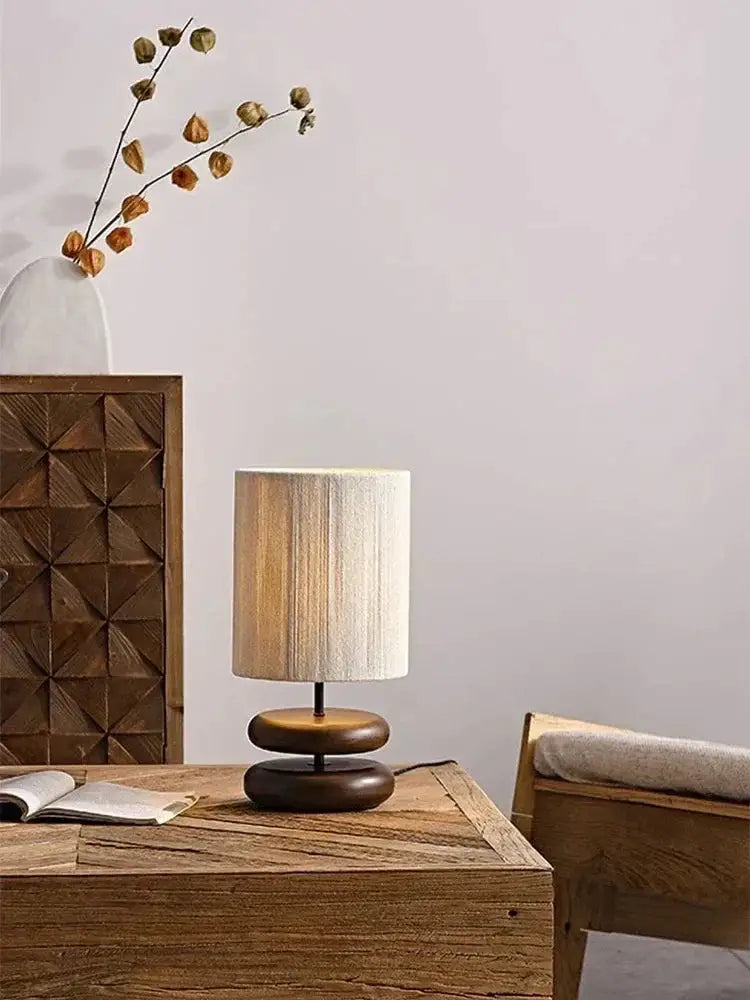 Japandi Lamp Creative Wood Table for Bedroom Living Room - Lamps