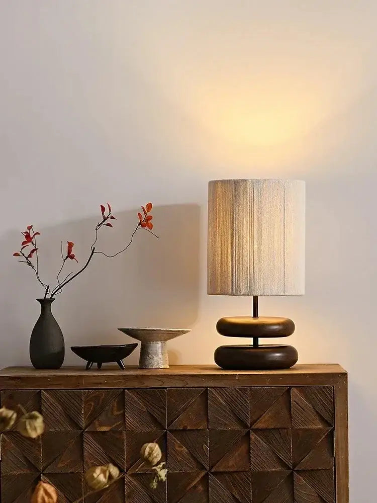 Japandi Lamp Creative Wood Table for Bedroom Living Room - Lamps