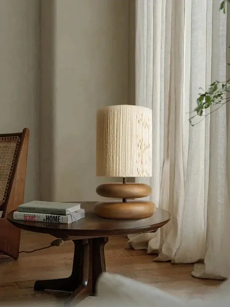 Japandi Lamp Creative Wood Table for Bedroom Living Room - Lamps