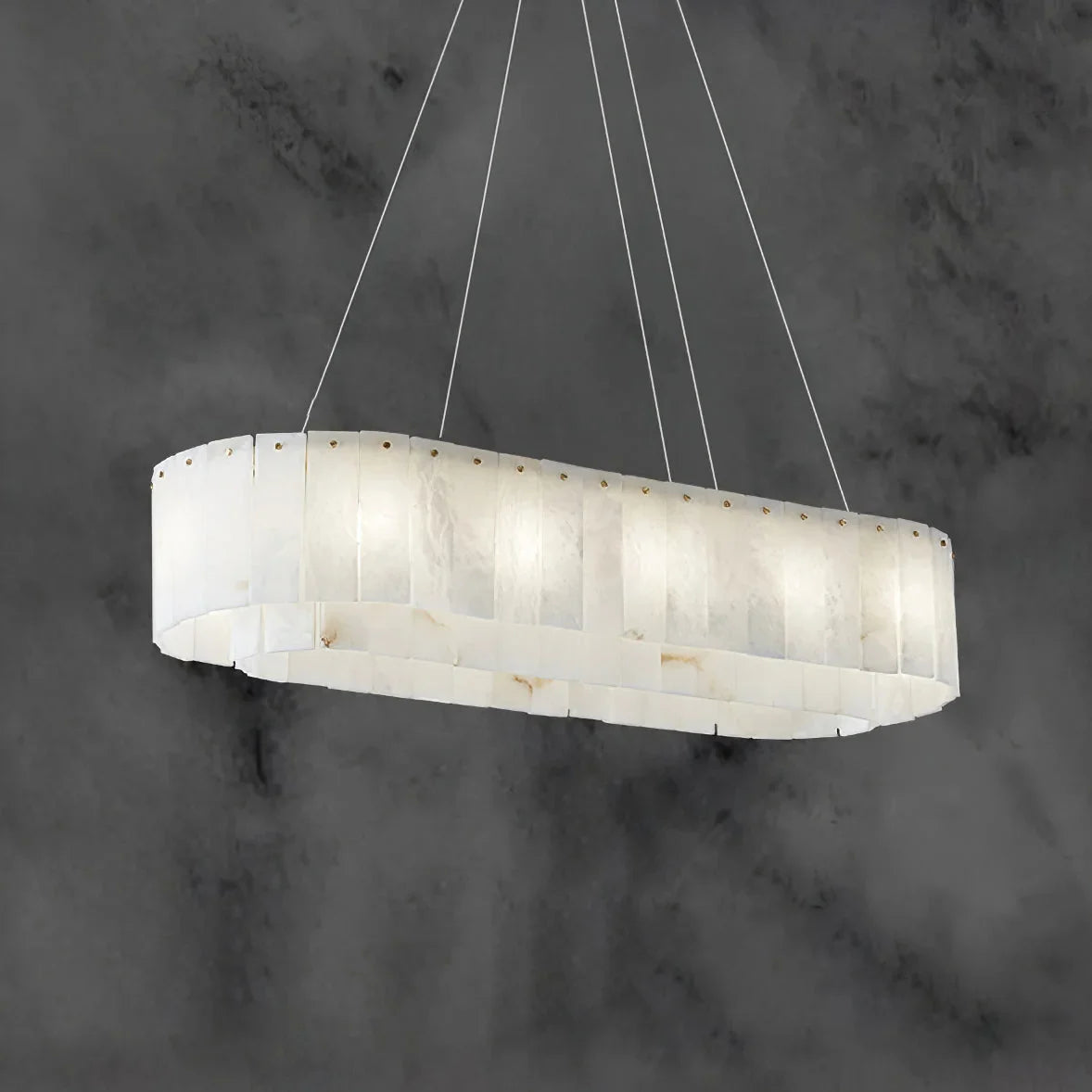 Joan oval tiered alabaster chandelier full view