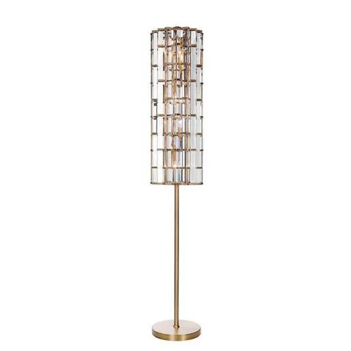 K9 Crystal Rod & Solid Brass Floor Lamp | Modern Art Deco Column | 170cm Tall Luxury Lighting | Casalola Light