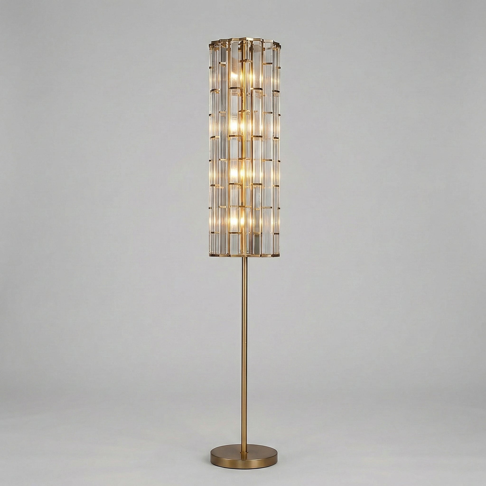 K9 Crystal Rod & Solid Brass Floor Lamp | Modern Art Deco Column | 170cm Tall Luxury Lighting | Casalola Light