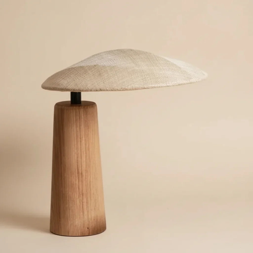 Small Wood Table Lamp for Bedroom and Nightstand | Bedside Reading Fabric Shade Japandi Minimalist Casalola Lights
