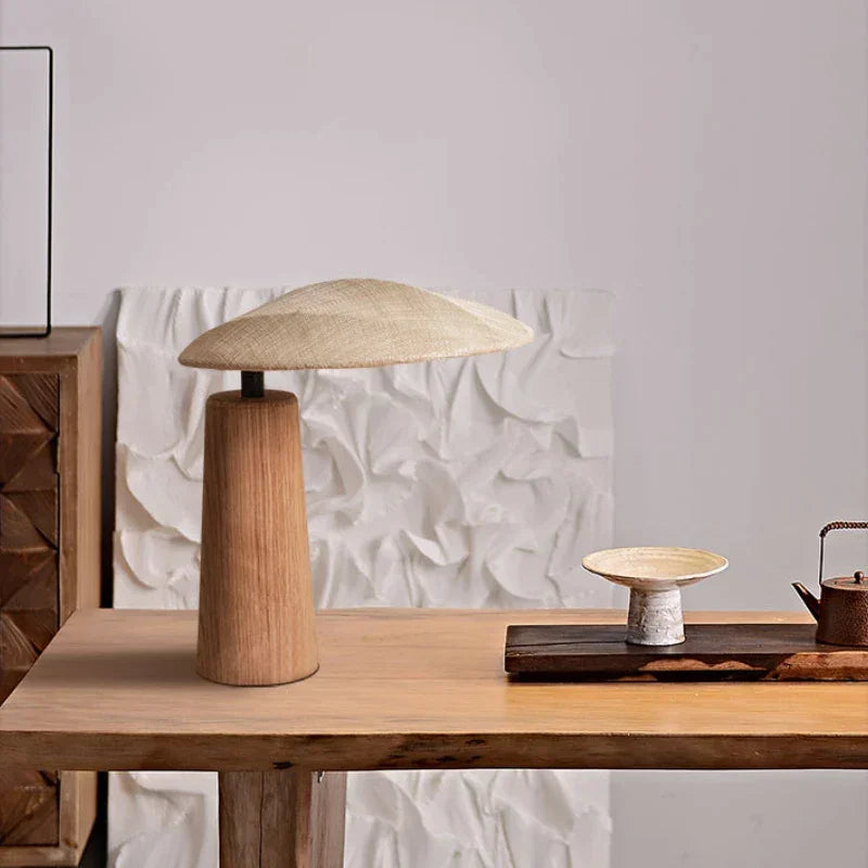 Small Wood Table Lamp for Bedroom and Nightstand | Bedside Reading Fabric Shade Japandi Minimalist Casalola Lights