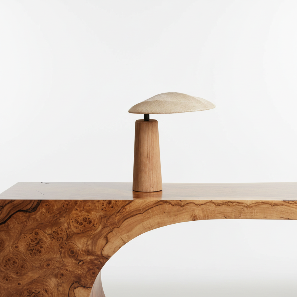 Small Wood Table Lamp for Bedroom and Nightstand | Bedside Reading Fabric Shade Japandi Minimalist Casalola Lights