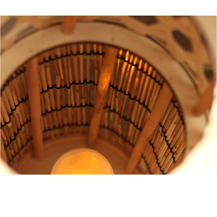 Natural bamboo tower lamp in a modern interior