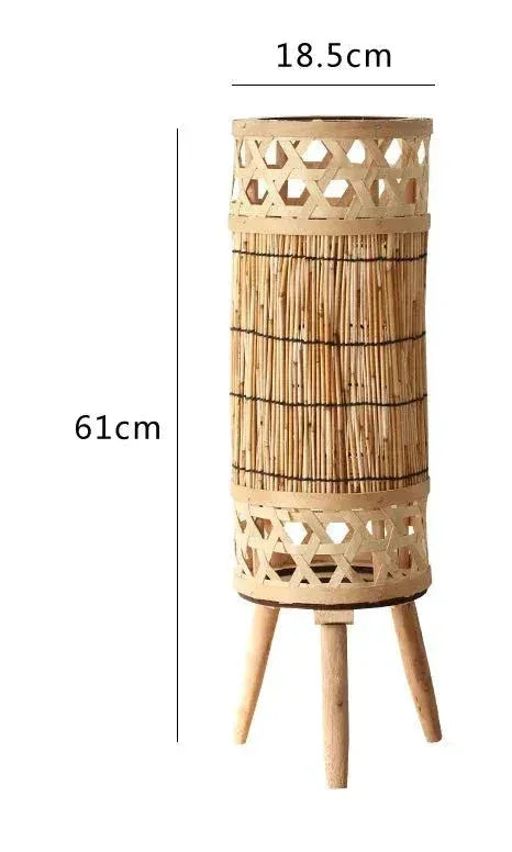 Knitted Bamboo Tower Lamp Minimalist Lamps for Bedroom Living Room - Floor