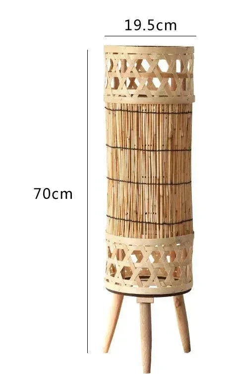 Knitted Bamboo Tower Lamp Minimalist Lamps for Bedroom Living Room - Floor
