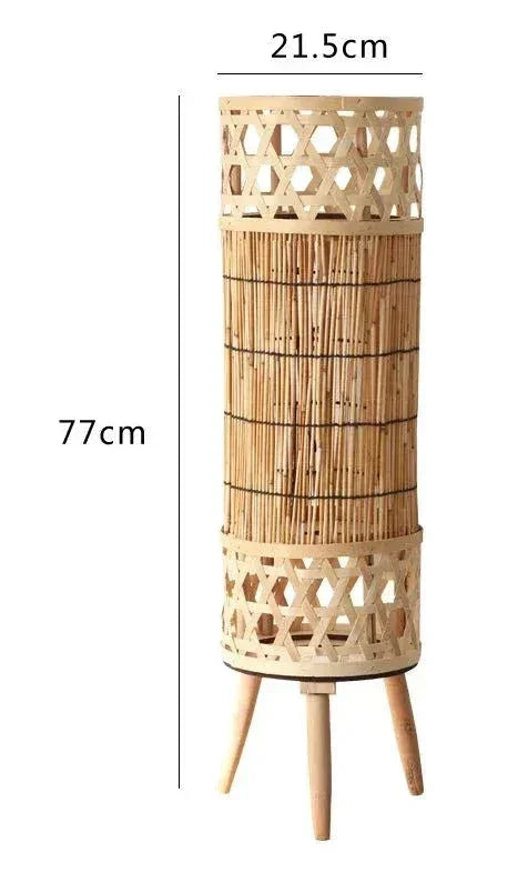 Knitted Bamboo Tower Lamp Minimalist Lamps for Bedroom Living Room - Floor