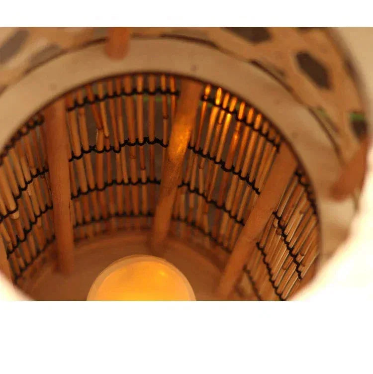 Knitted Bamboo Tower Lamp Minimalist Lamps for Bedroom Living Room - Floor