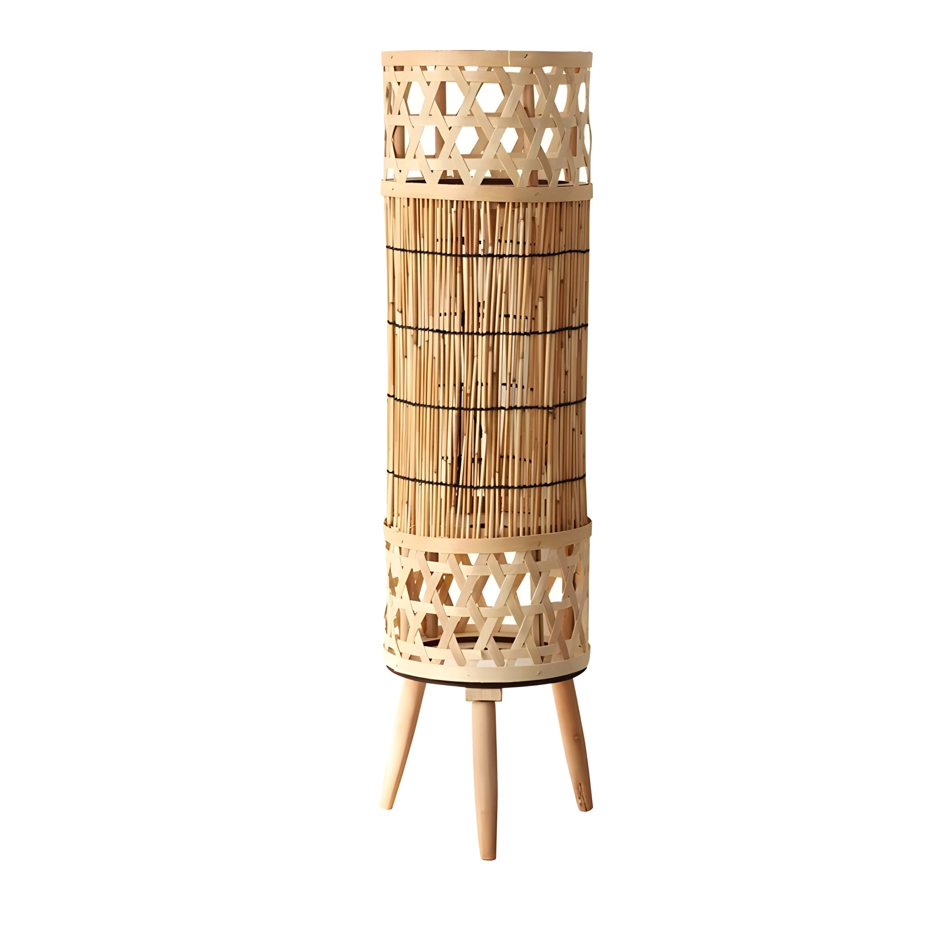 Knitted Bamboo Tower Lamp Minimalist Lamps for Bedroom Living Room - Floor