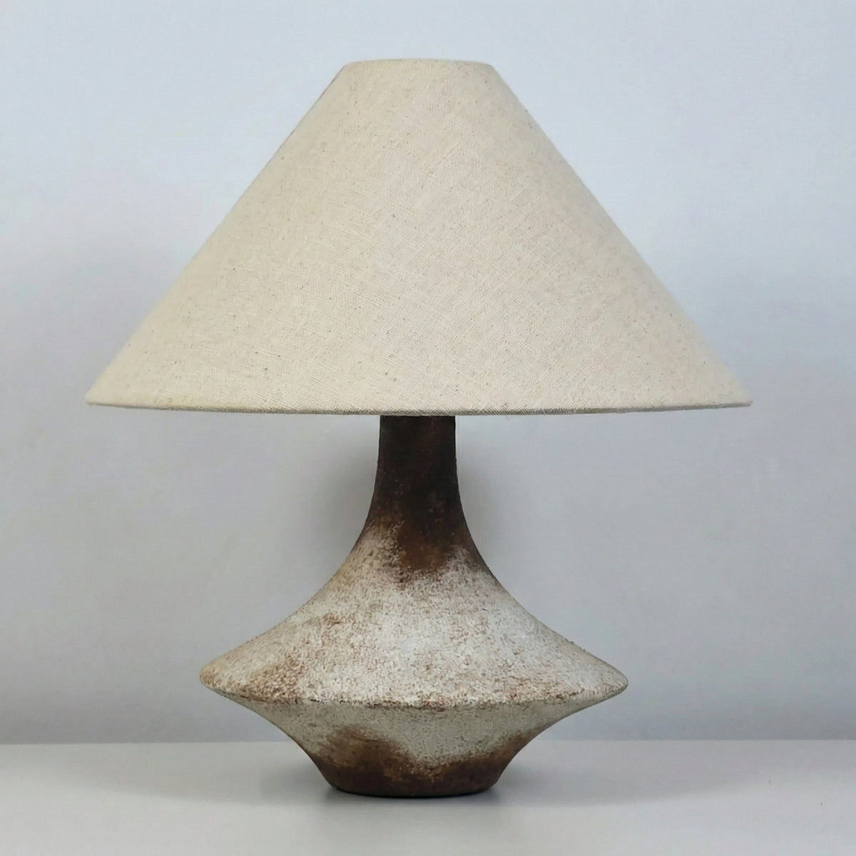Brown Ceramic Table Lamp for Bedroom and Living Room | Bedside Earthenware Linen Shade Rustic Casalola Lights Luxury