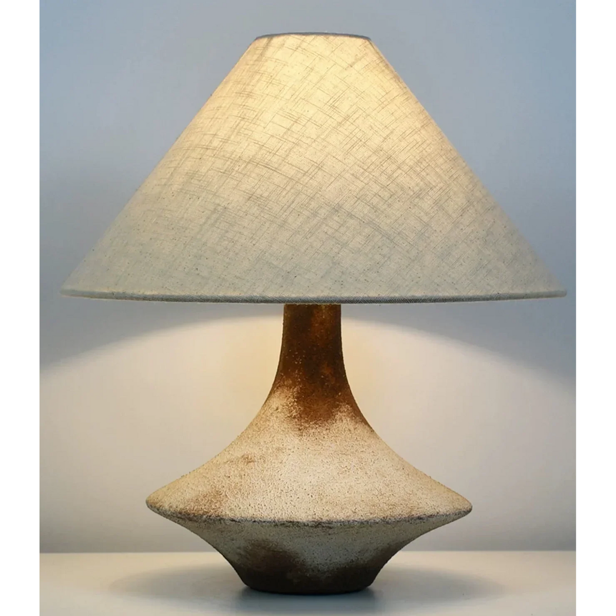Brown Ceramic Table Lamp for Bedroom and Living Room | Bedside Earthenware Linen Shade Rustic Casalola Lights Luxury